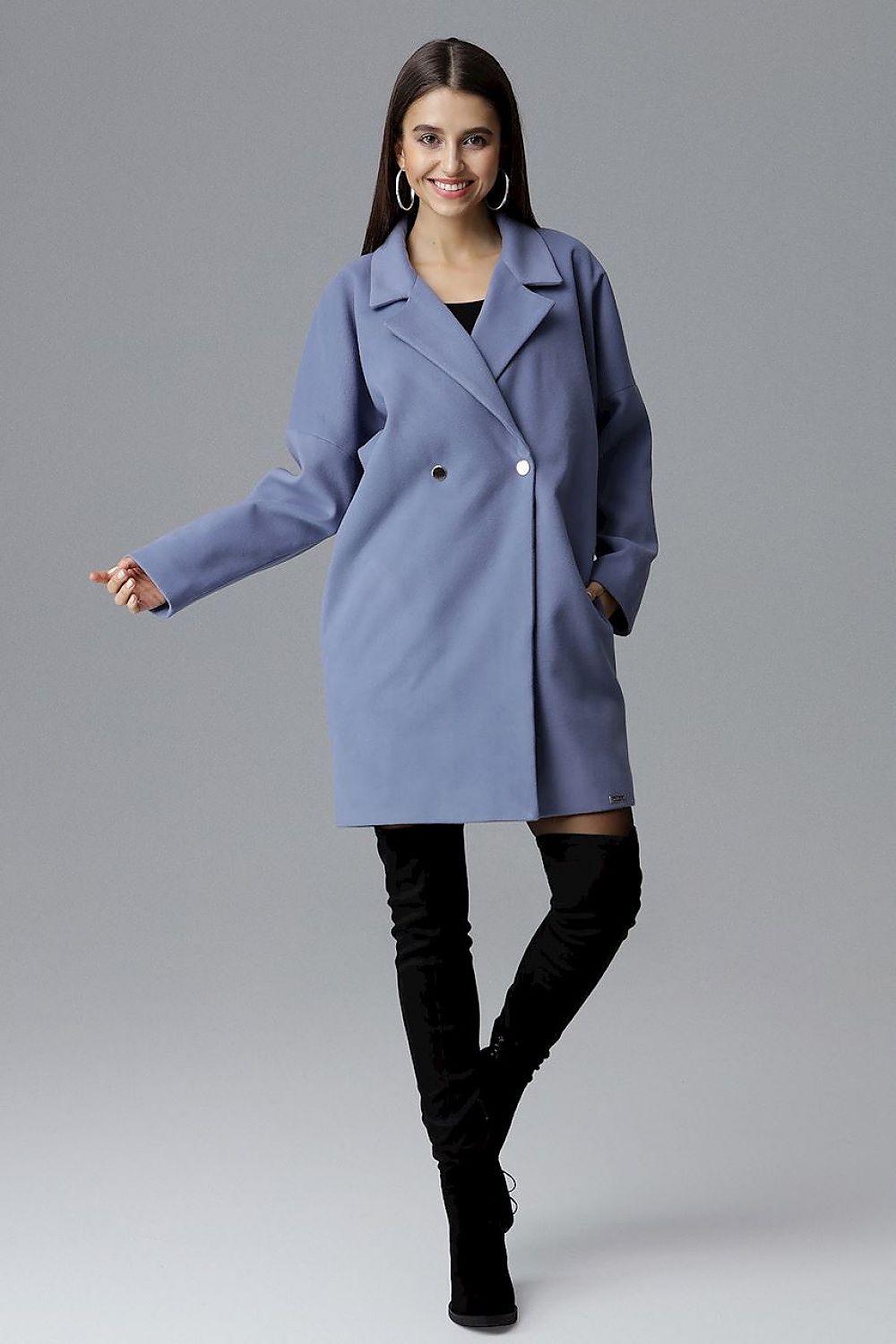 Double-Breasted Kimono Sleeve Coat