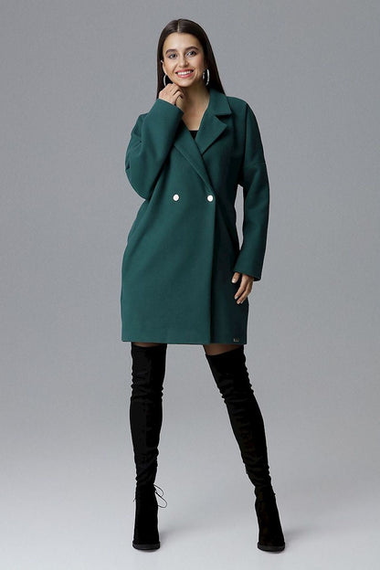 Double-Breasted Kimono Sleeve Coat