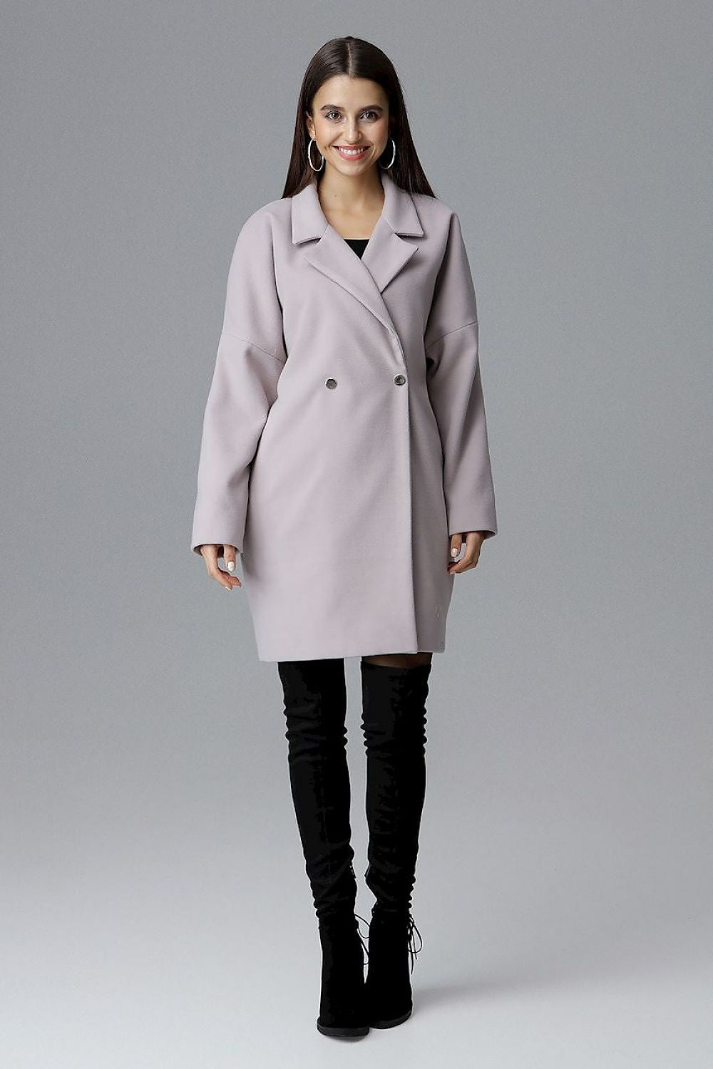 Double-Breasted Kimono Sleeve Coat