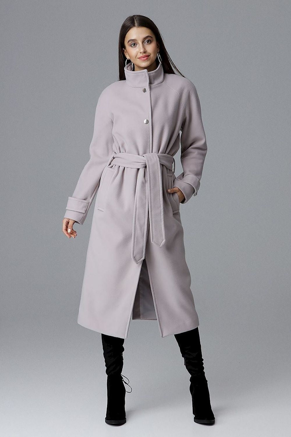 Trendy Belted Longline Single-Breasted Coat