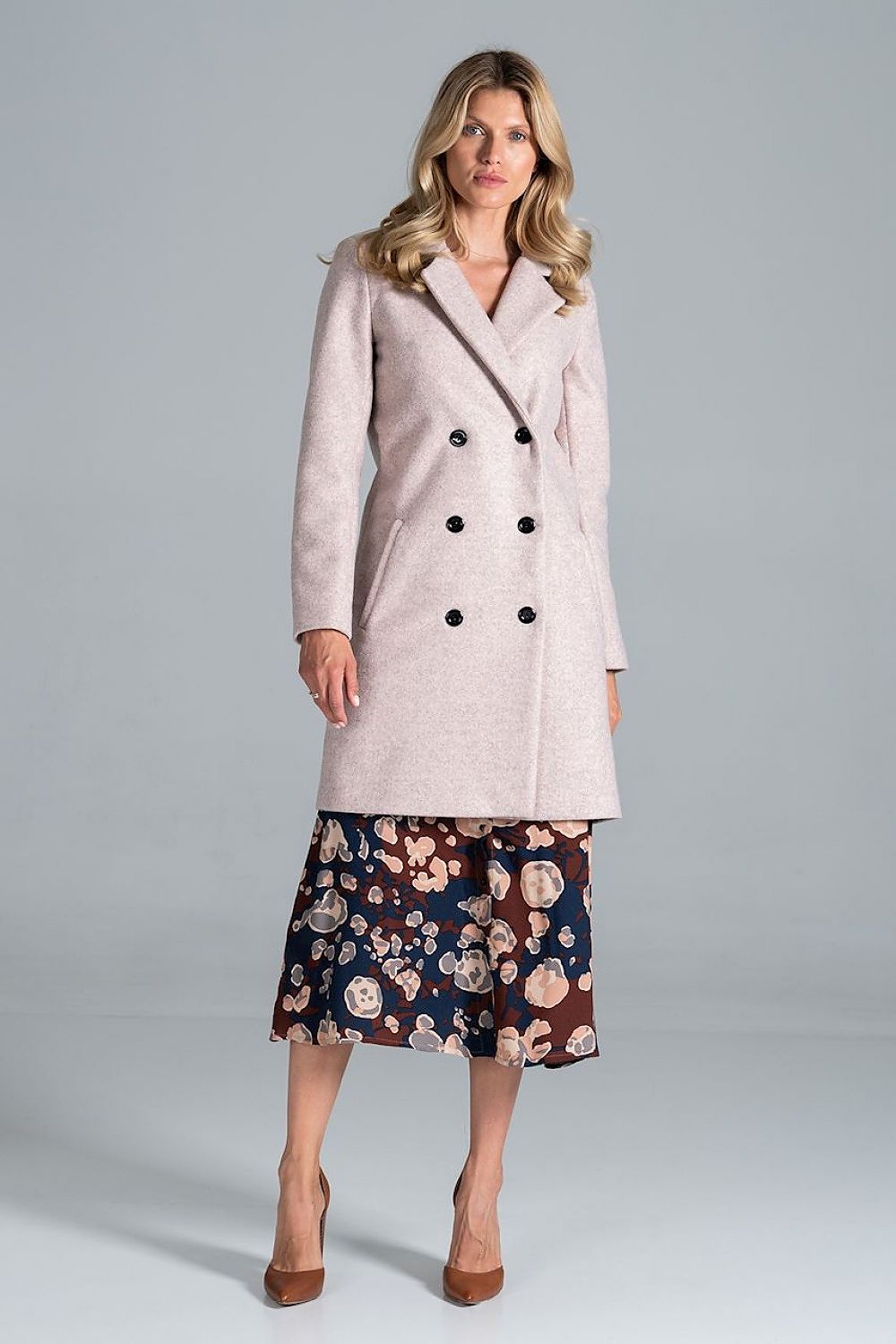 Belted Double-Breasted Knee-Length Coat