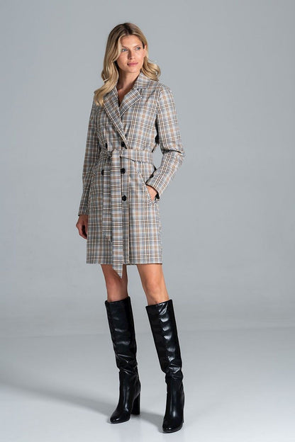 Belted Double-Breasted Knee-Length Coat