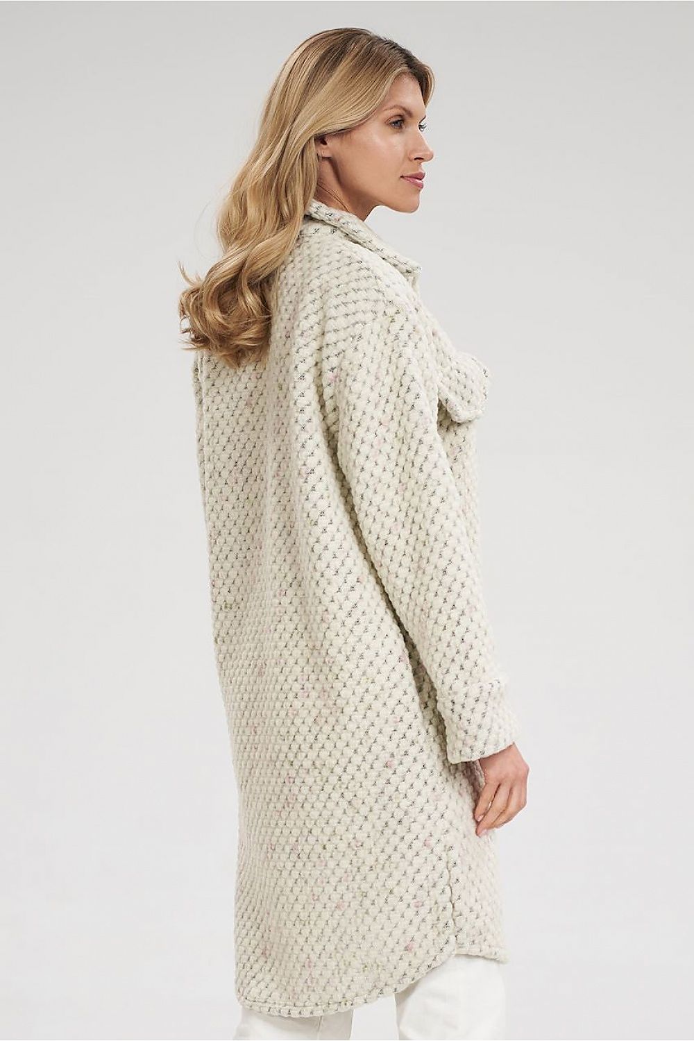 Textured Wool Blend Midi Coat