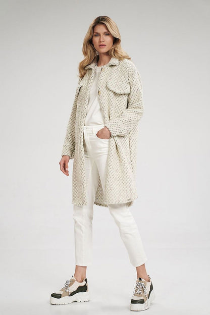 Textured Wool Blend Midi Coat