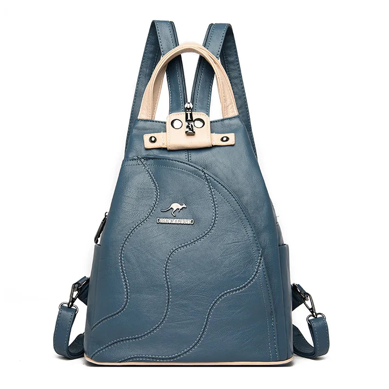 Two-Tone Convertible Leather Shoulder Bag