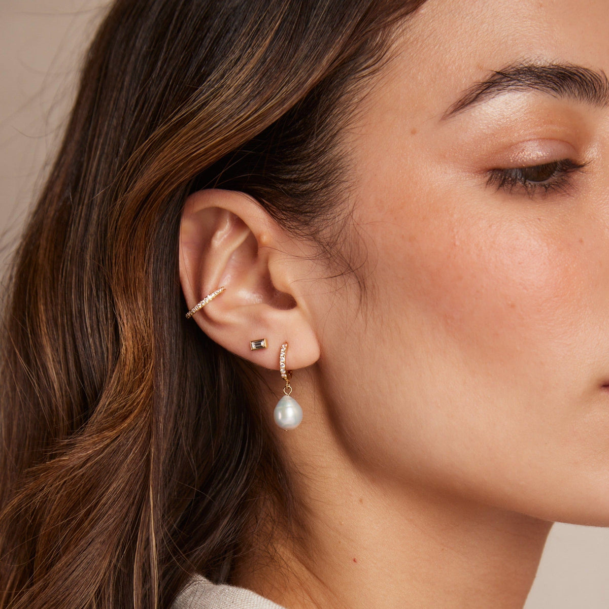 Fine Pavé Ear Cuff - Gold by Orelia London