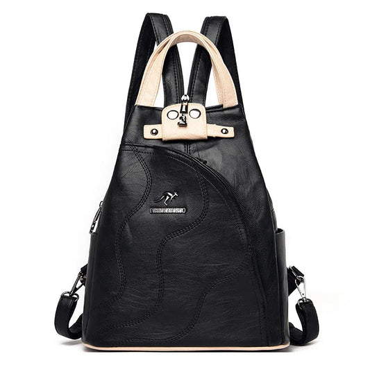 Two-Tone Convertible Leather Shoulder Bag