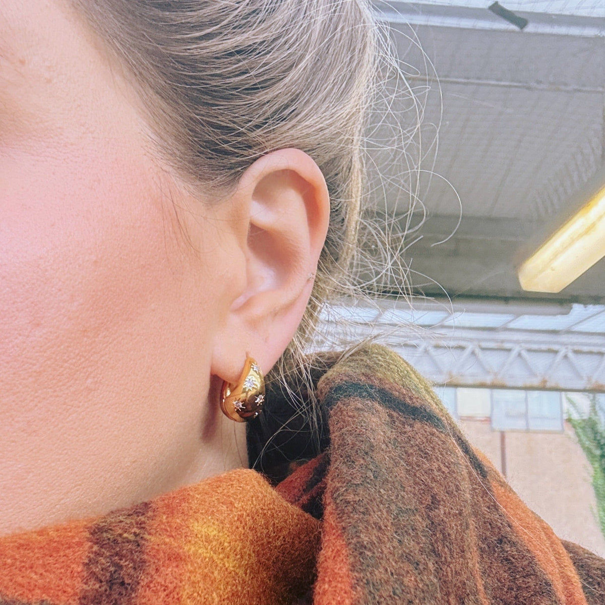 Tapered Crystal Starburst Hoop Earrings by Orelia London
