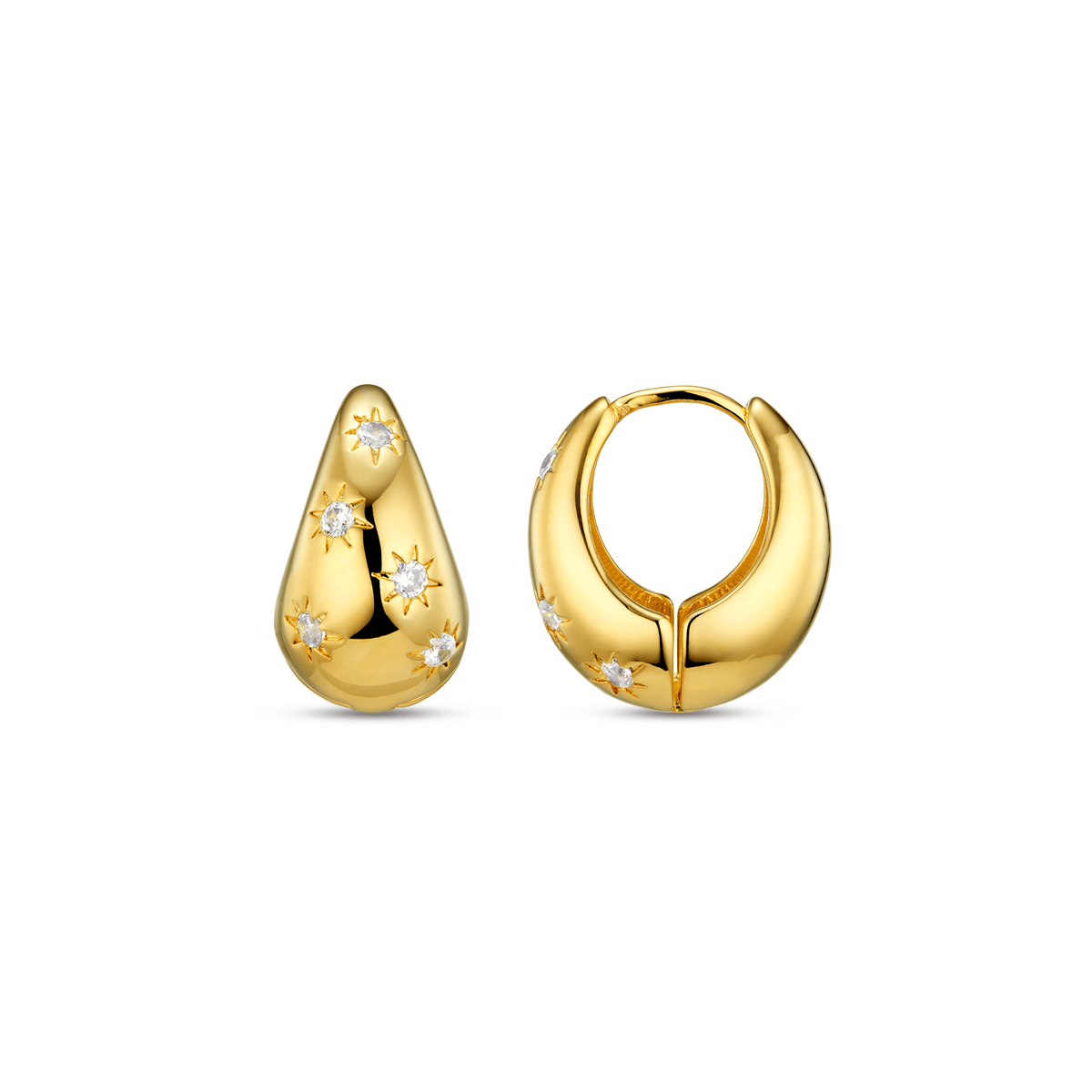 Tapered Crystal Starburst Hoop Earrings by Orelia London