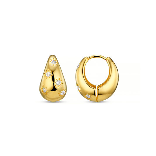 Tapered Crystal Starburst Hoop Earrings by Orelia London