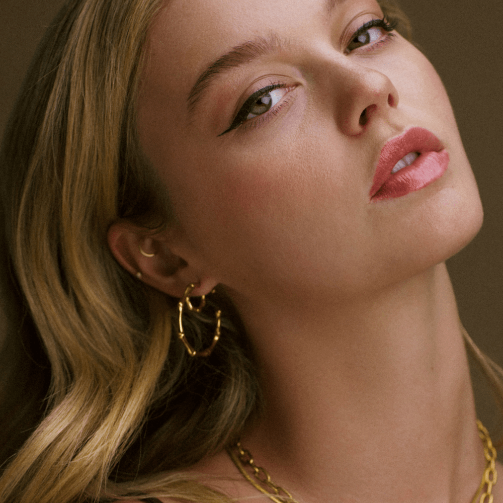 Orelia London LUXE Polished Bamboo Huggie Hoop Earrings