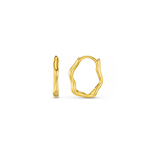 Organic Wave Huggie Hoop Earrings - Gold by Orelia London