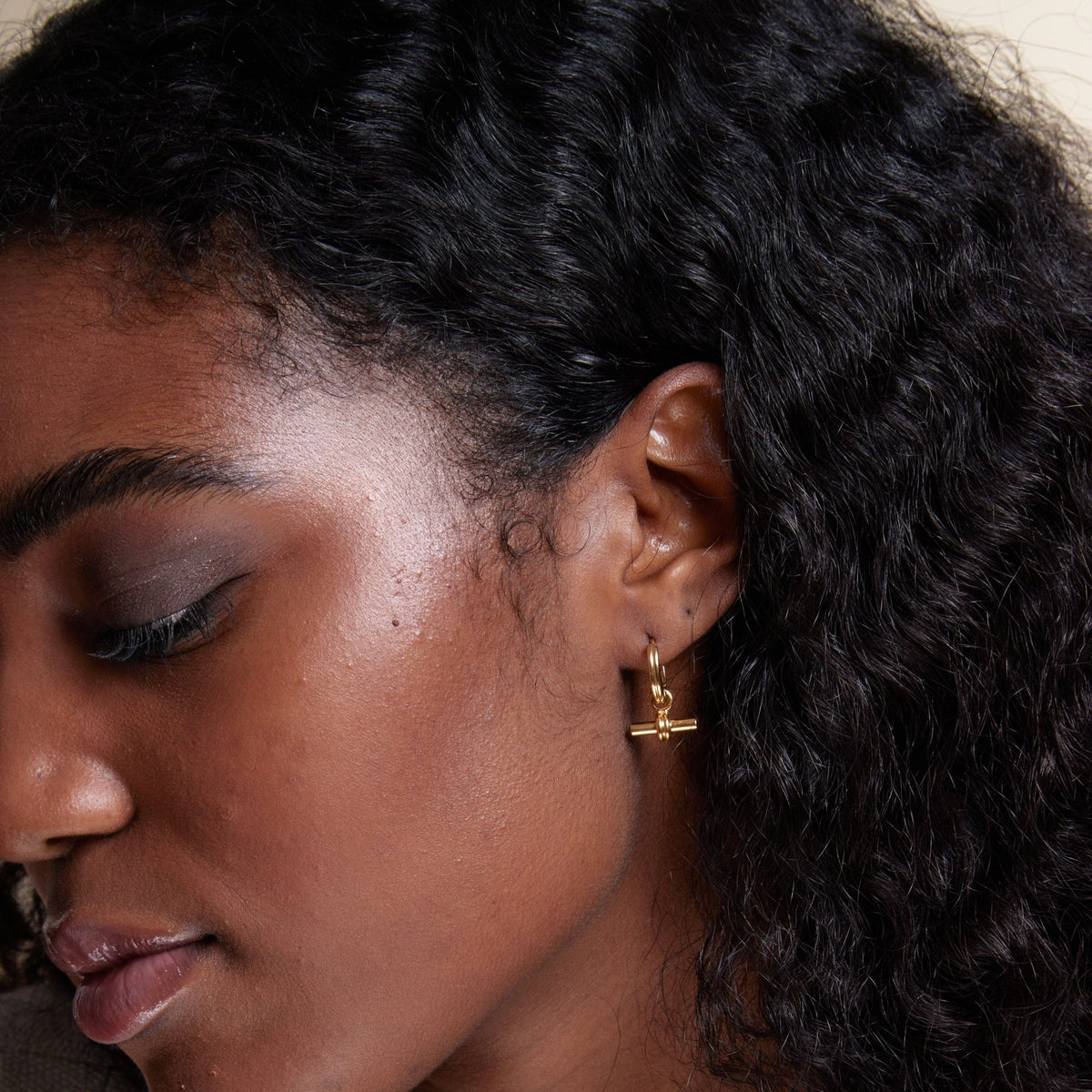 Orelia London LUXE Linear T-Bar Drop Hoop Earrings - Gold