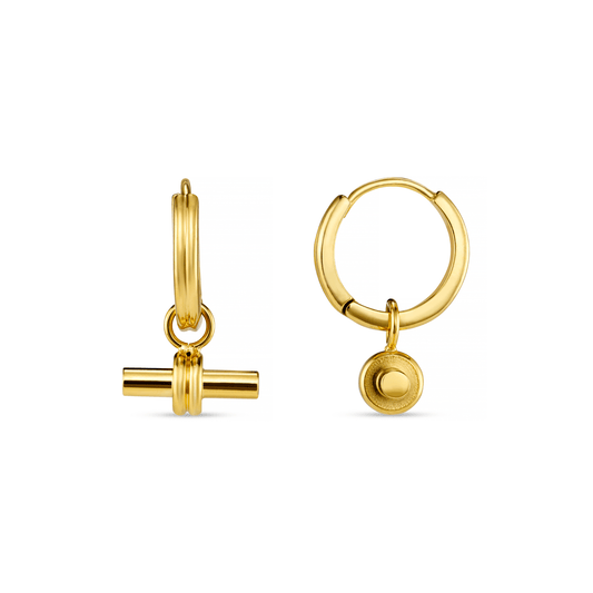 Orelia London LUXE Linear T-Bar Drop Hoop Earrings - Gold