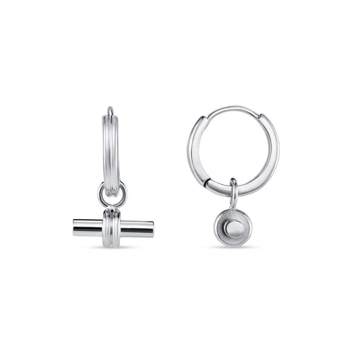 LUXE Linear T-Bar Drop Hoop Earrings - Silver by Orelia London