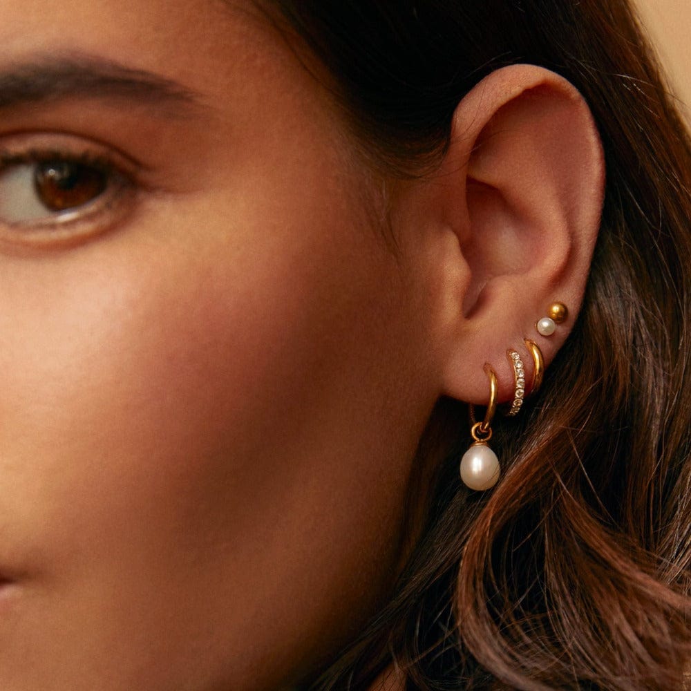 LUXE Pavé Huggie Hoop Earrings – Gold by Orelia London