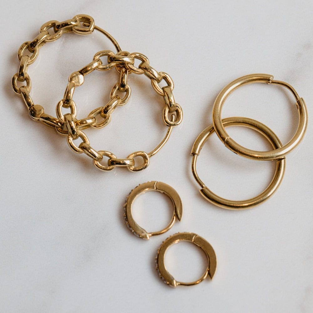 LUXE Pavé Huggie Hoop Earrings – Gold by Orelia London