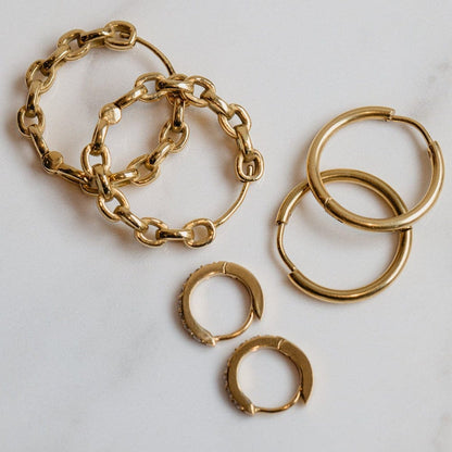 LUXE Pavé Huggie Hoop Earrings – Gold by Orelia London