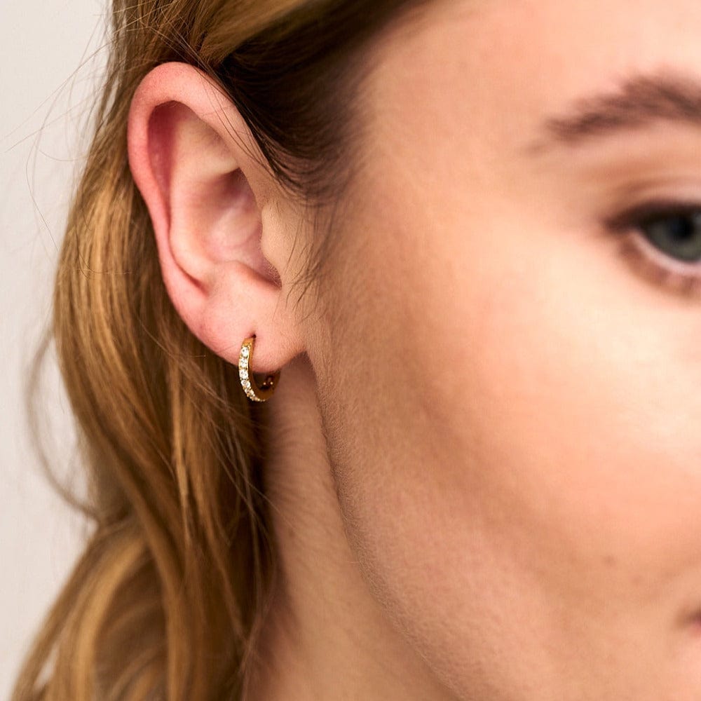 LUXE Pavé Huggie Hoop Earrings – Gold by Orelia London