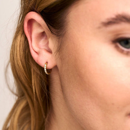 LUXE Pavé Huggie Hoop Earrings – Gold by Orelia London