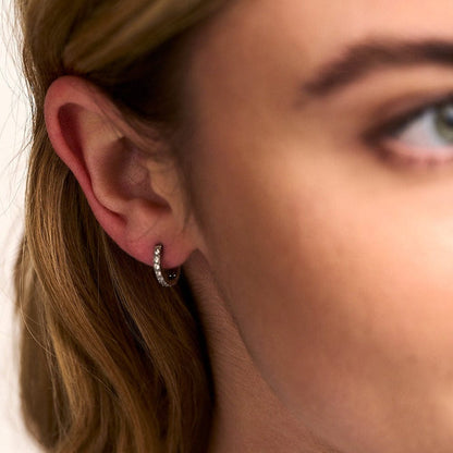 LUXE Pavé Huggie Hoop Earrings - Silver by Orelia London