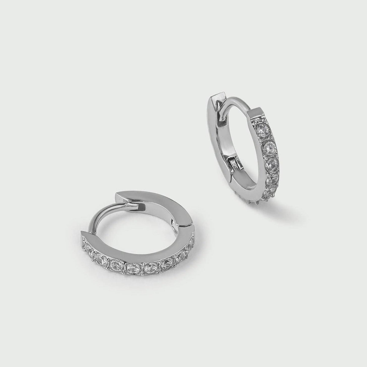 LUXE Pavé Huggie Hoop Earrings - Silver by Orelia London