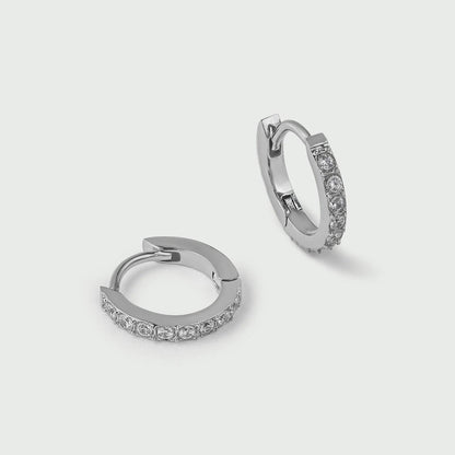 LUXE Pavé Huggie Hoop Earrings - Silver by Orelia London