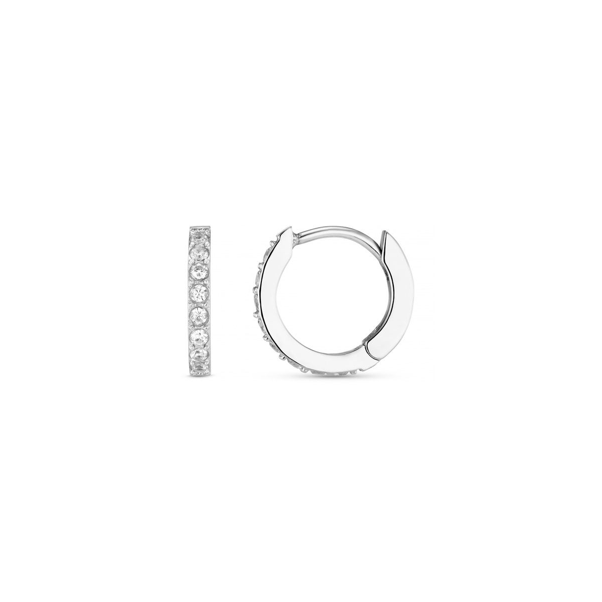 LUXE Pavé Huggie Hoop Earrings - Silver by Orelia London