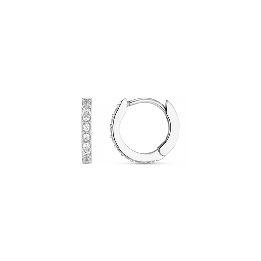 LUXE Pavé Huggie Hoop Earrings - Silver by Orelia London