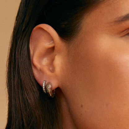 LUXE Pavé Huggie Hoop Earrings - Silver by Orelia London