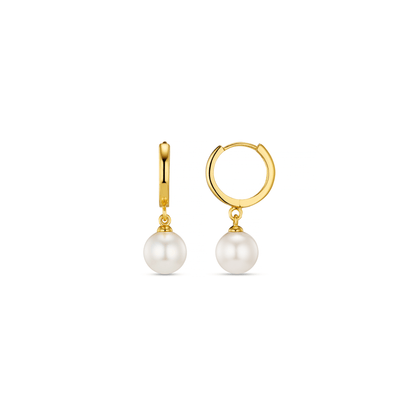 Pearl Drop Huggie Hoop Earrings – Gold by Orelia London