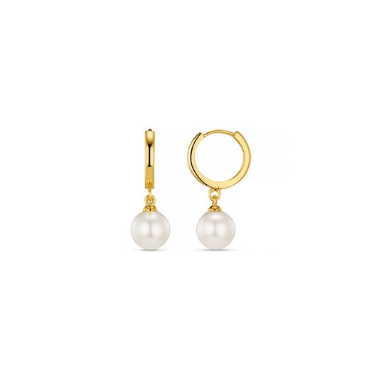 Pearl Drop Huggie Hoop Earrings – Gold by Orelia London