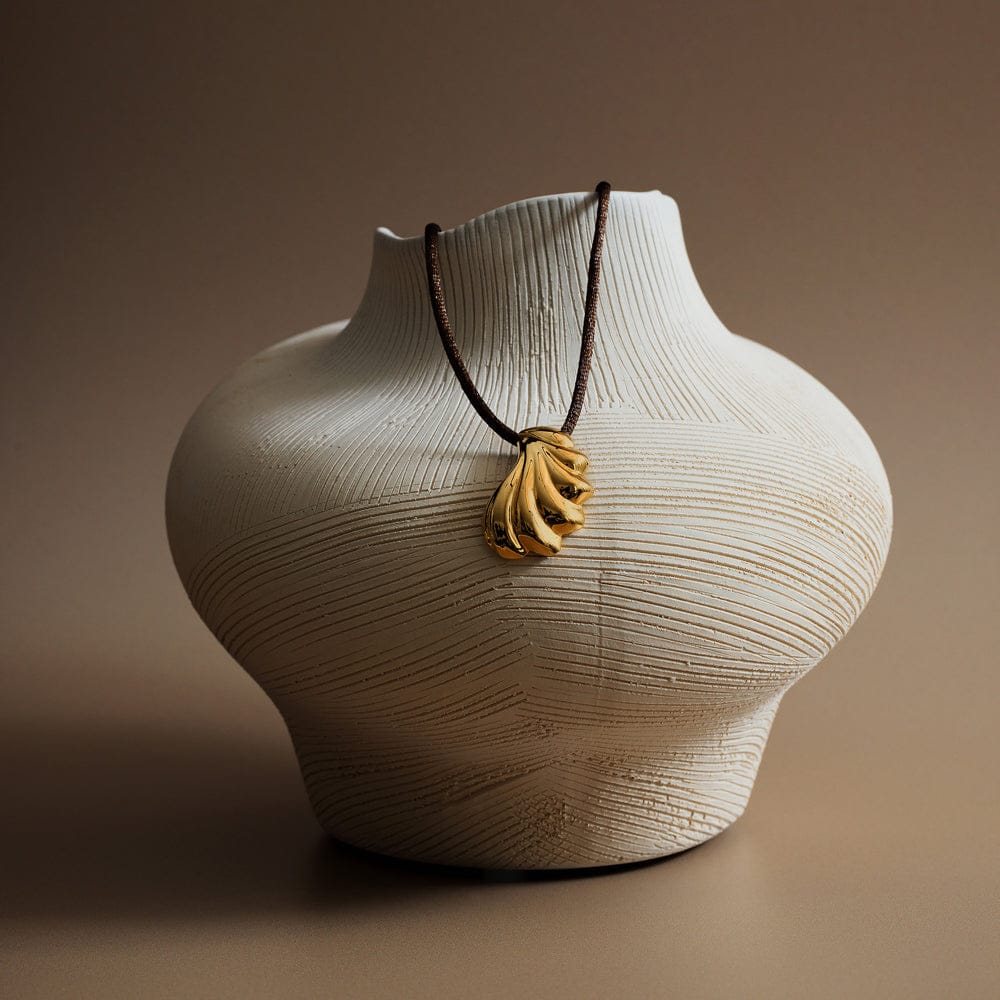 LUXE Shell Pendant Cord Necklace – Gold by Orelia London