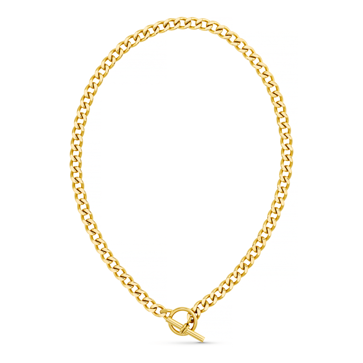 LUXE Flat Curb T-Bar Necklace - Gold by Orelia London
