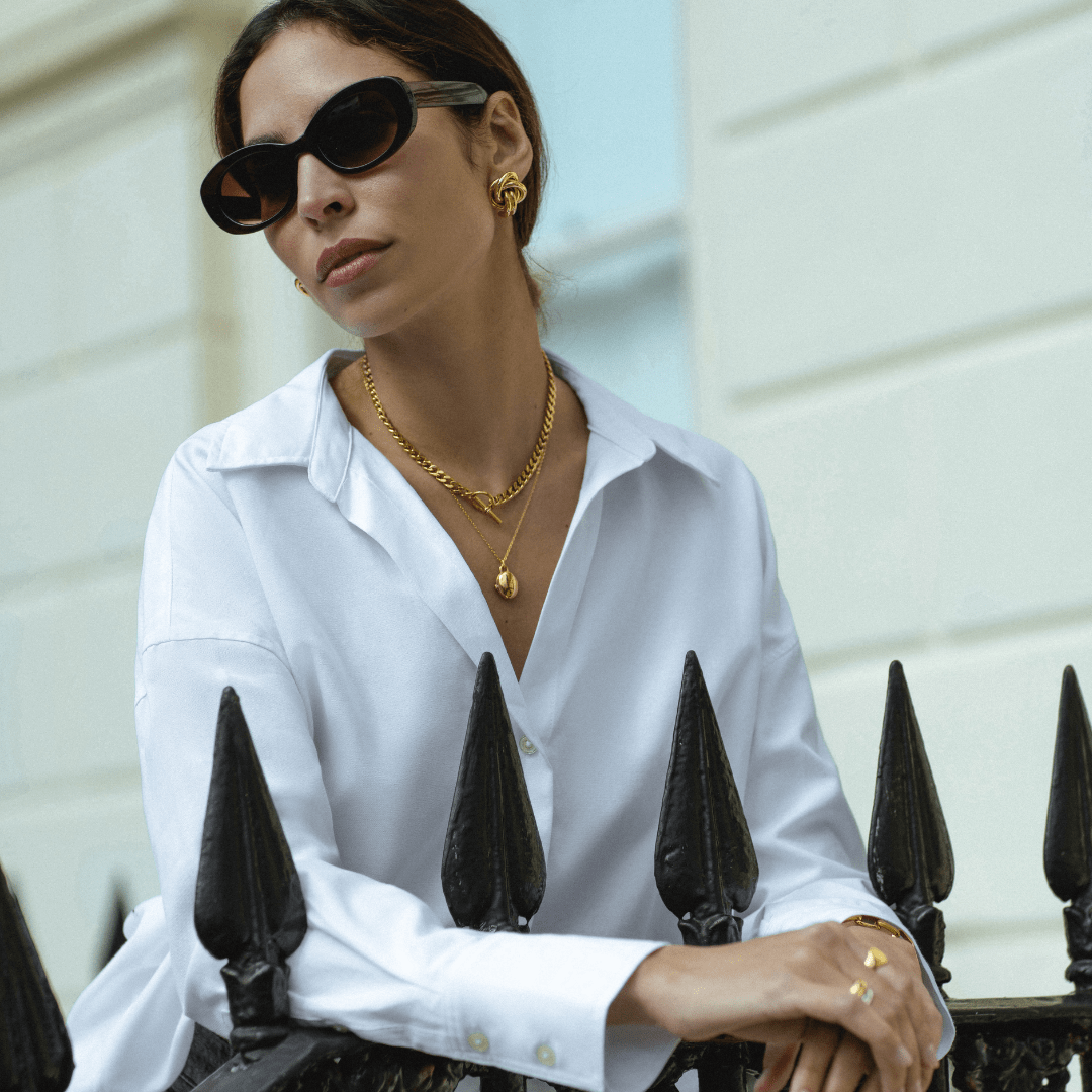 LUXE Flat Curb T-Bar Necklace - Gold by Orelia London