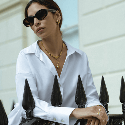 LUXE Flat Curb T-Bar Necklace - Gold by Orelia London