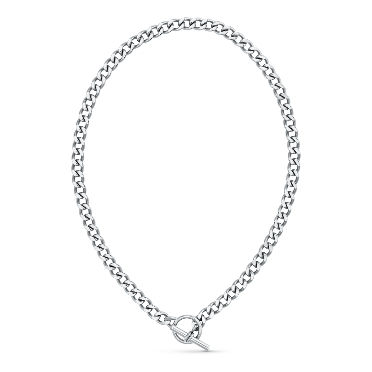 Orelia London LUXE Flat Curb T-Bar Necklace - Silver