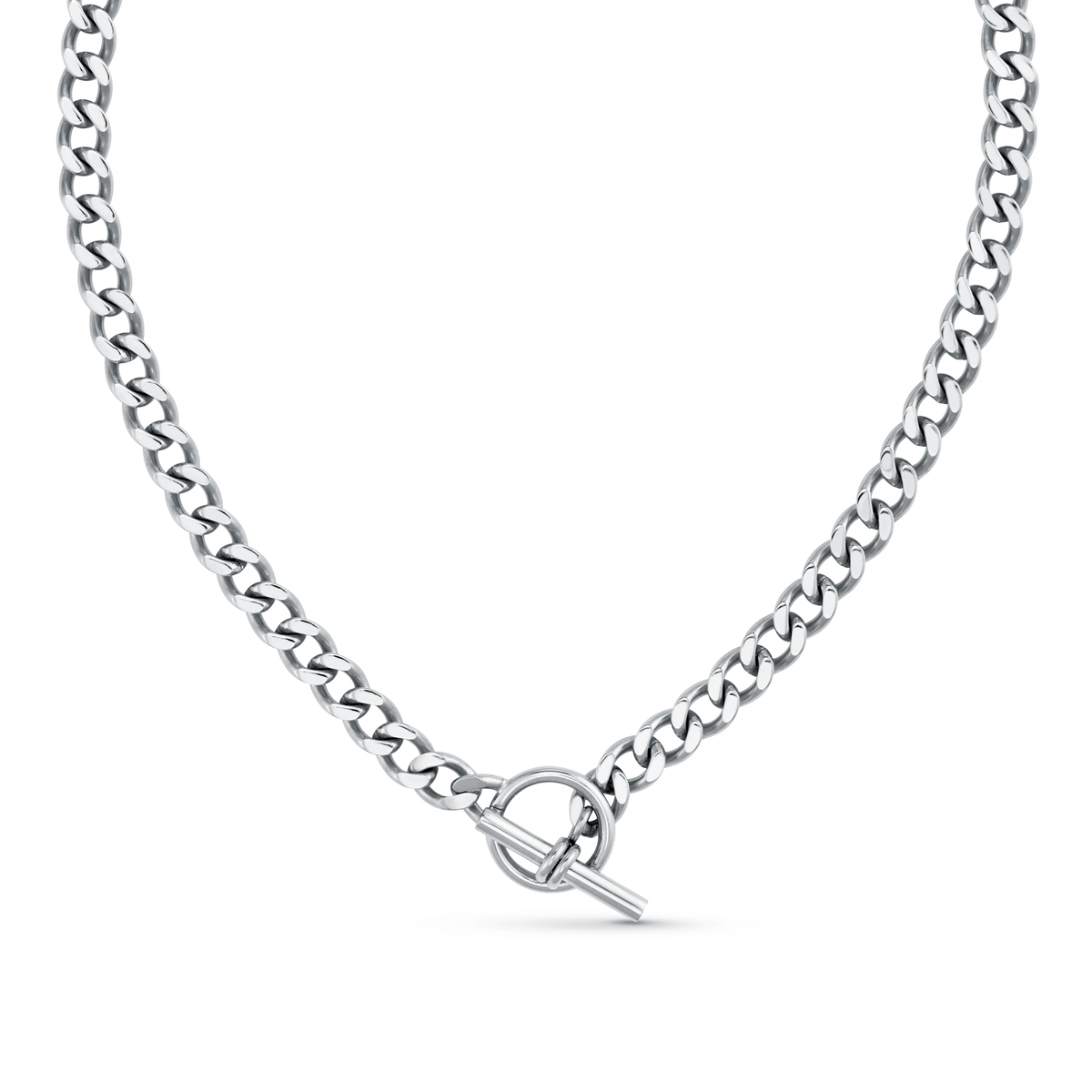 Orelia London LUXE Flat Curb T-Bar Necklace - Silver