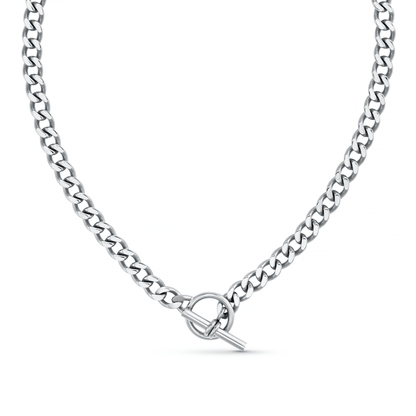 Orelia London LUXE Flat Curb T-Bar Necklace - Silver