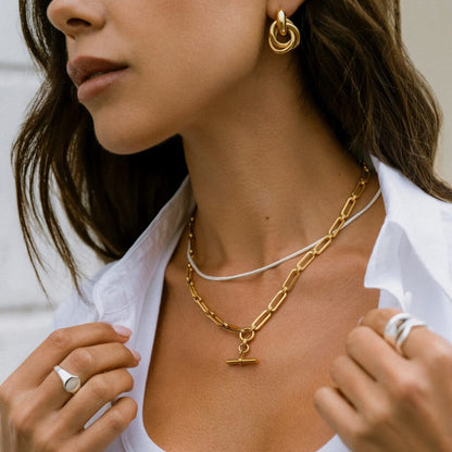 LUXE Flat Snake Chain Necklace-Silver by Orelia London