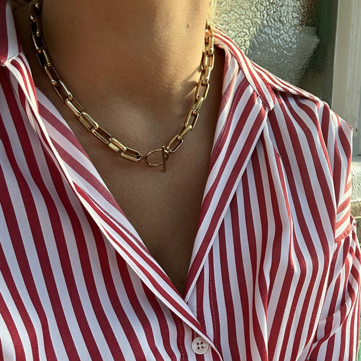Orelia London LUXE Rectangle Link T-Bar Necklace - Gold