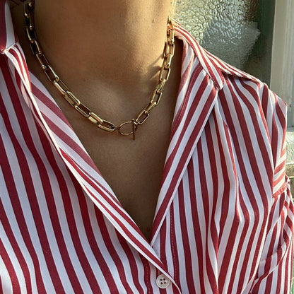 Orelia London LUXE Rectangle Link T-Bar Necklace - Gold