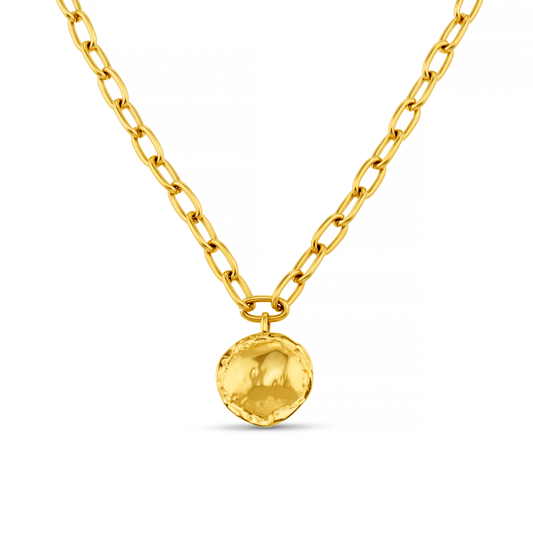 LUXE Oval Link & Molten Coin Necklace