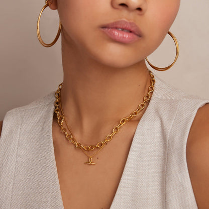 Orelia London Dainty T-Bar Knot Necklace - Gold