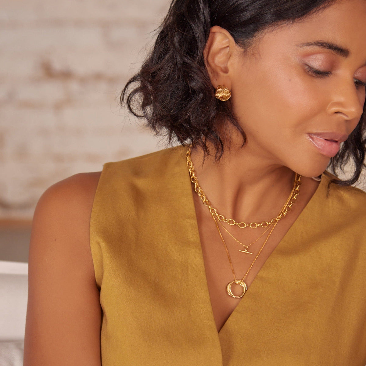 Orelia London Dainty T-Bar Knot Necklace - Gold