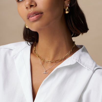 Orelia London Dainty T-Bar Knot Necklace - Silver