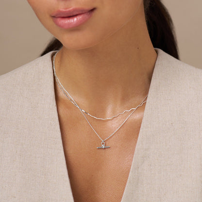 Orelia London Dainty T-Bar Knot Necklace - Silver