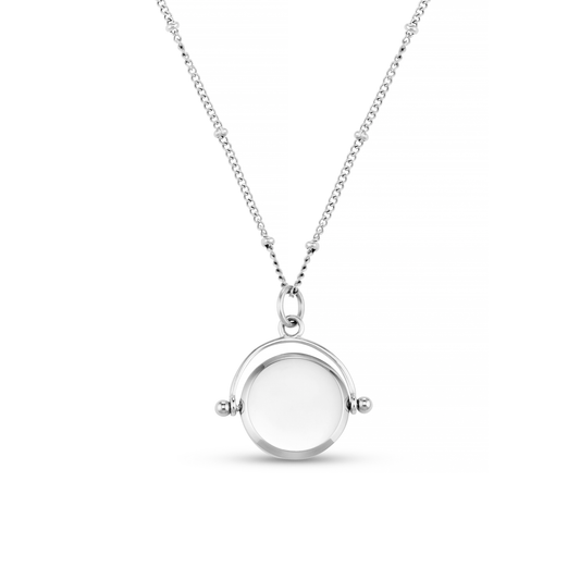 Orelia London LUXE Faceted Disc Spinner Necklace - Silver