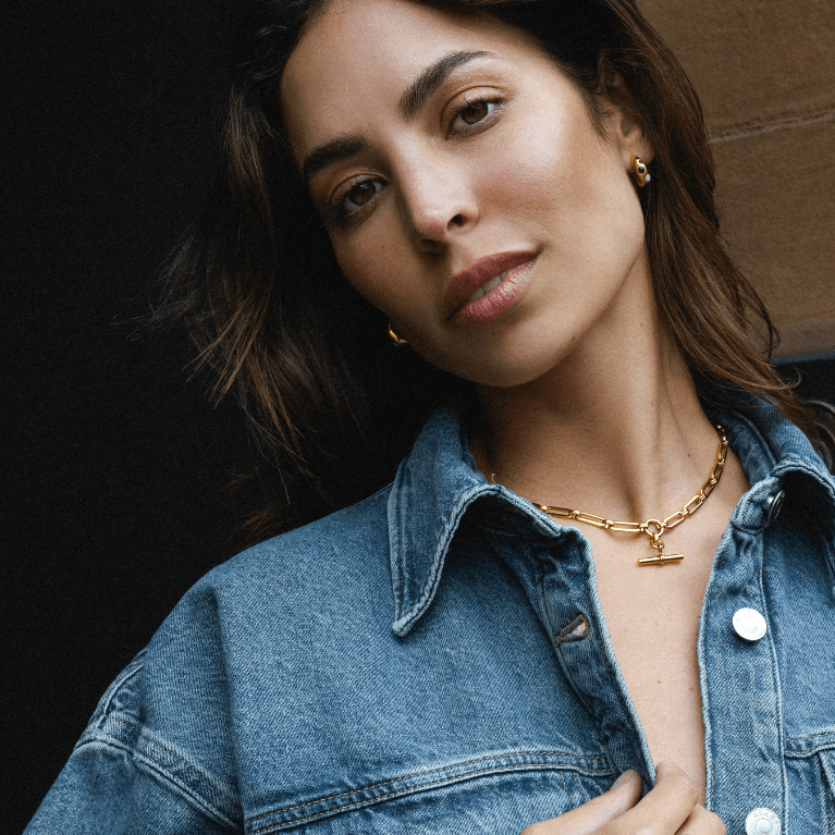 Orelia London LUXE Linear Link T-Bar Necklace - Gold