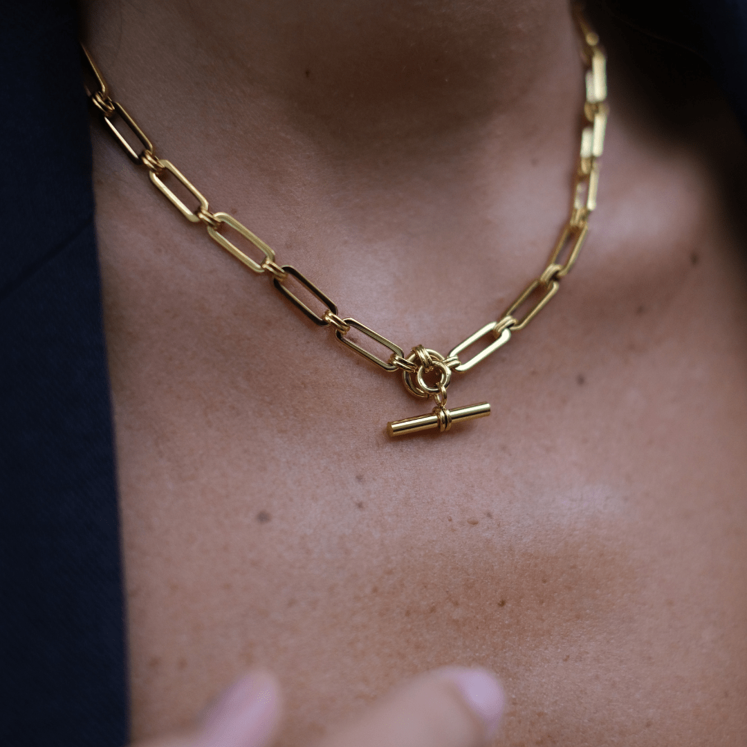 Orelia London LUXE Linear Link T-Bar Necklace - Gold